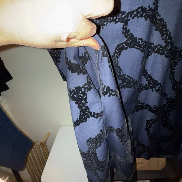 COS Navy and Black Cocoon Flock-Print Dress - Size 10 - Picture 8 of 10